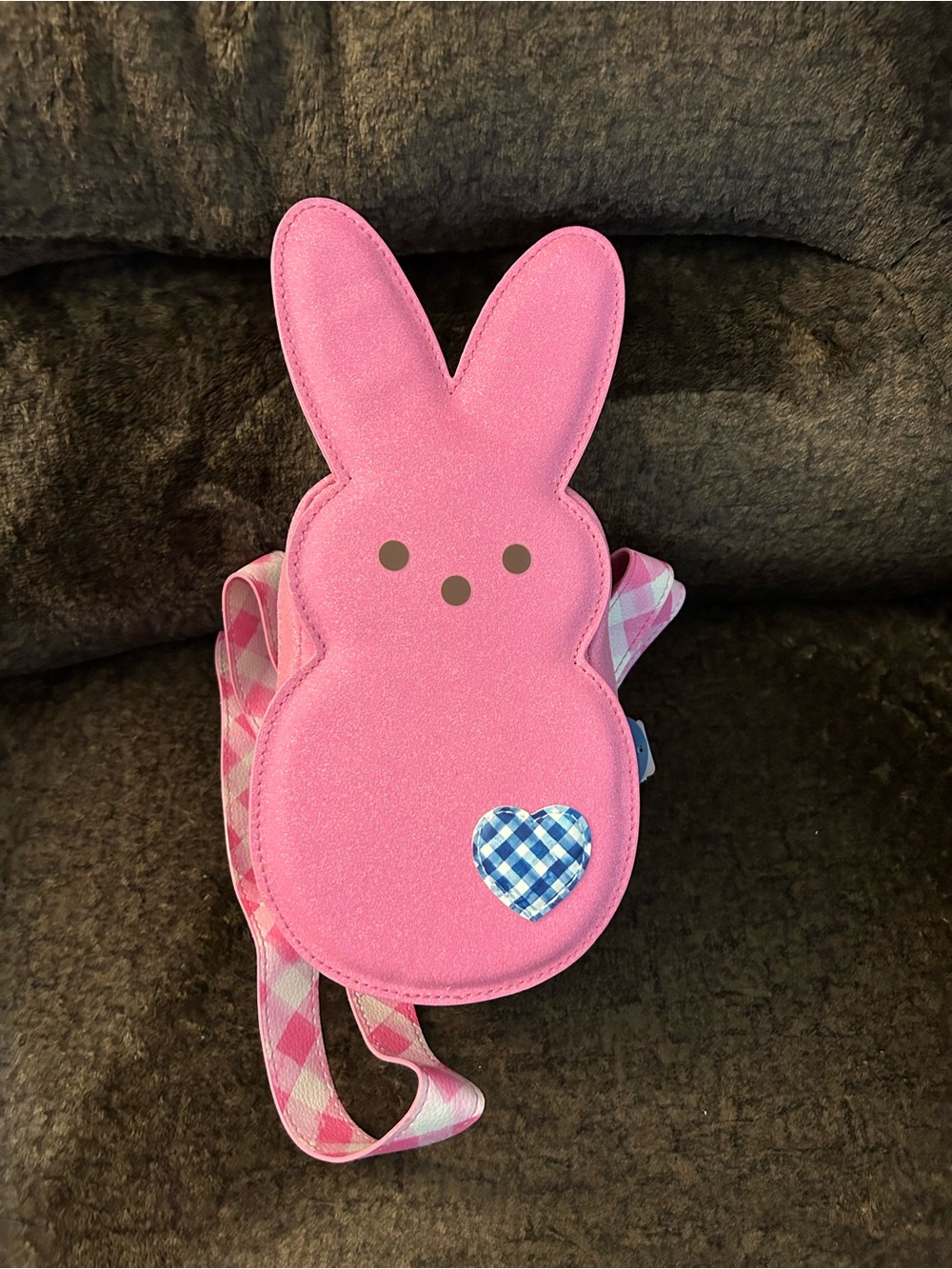 Bath & Body Works Pink Bunny Crossbody with Blue Gingham Heart